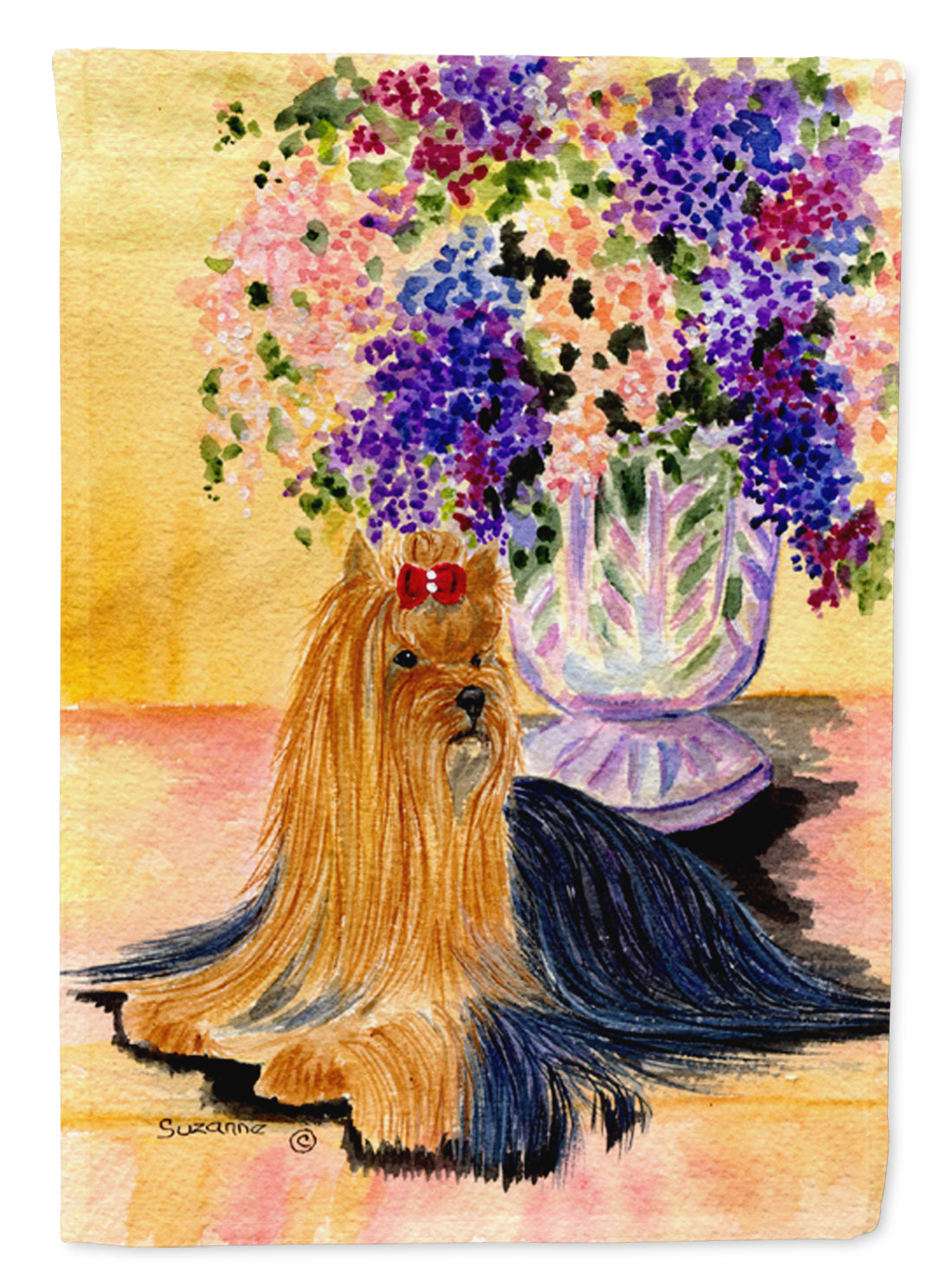 Yorkie House Flag 28x40 Porch Sleeve Pole Decorative Outside Yard Banner Artwork Wall Hanging, Polyester