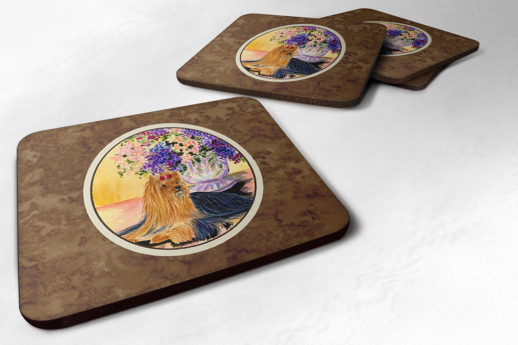 Yorkie Foam Coasters Set of 4 Cup Coasters for Indoor Outdoor, Tabletop Protection, Anti Slip, Mouse pad Material