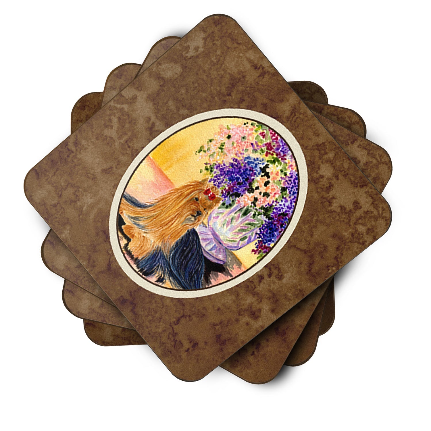 Yorkie Foam Coasters Set of 4 Cup Coasters for Indoor Outdoor, Tabletop Protection, Anti Slip, Mouse pad Material