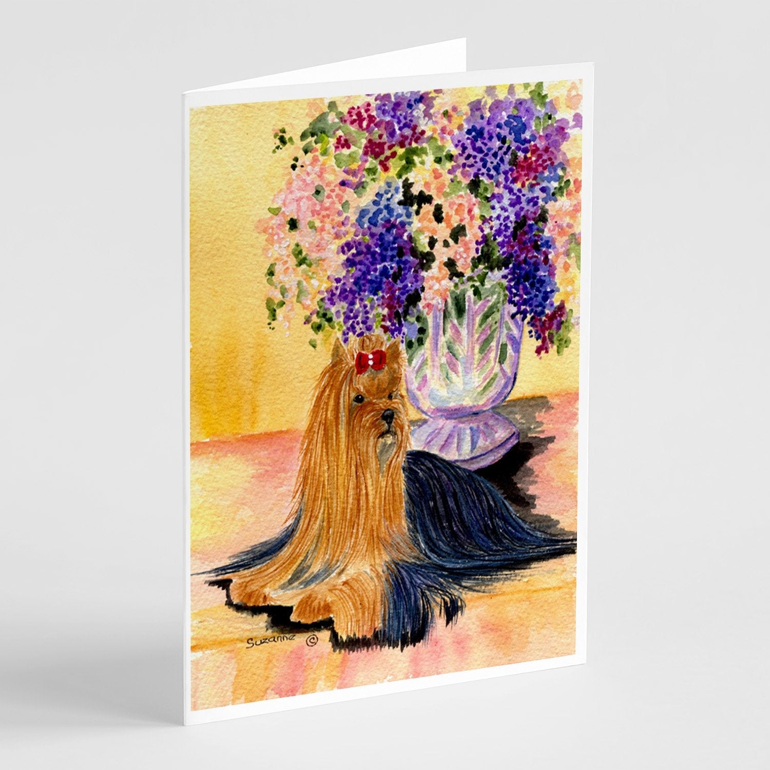 Yorkie Greeting Cards Pack of 8 Blank Cards with Envelopes Whimsical A7 Size 5x7