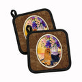 Yorkie Pot Holder Set of 2 Heat Resistant Quilted Hot Pads 7.5 x 7.5 Inch, Insulated Kitchen Trivets for Cooking & Baking