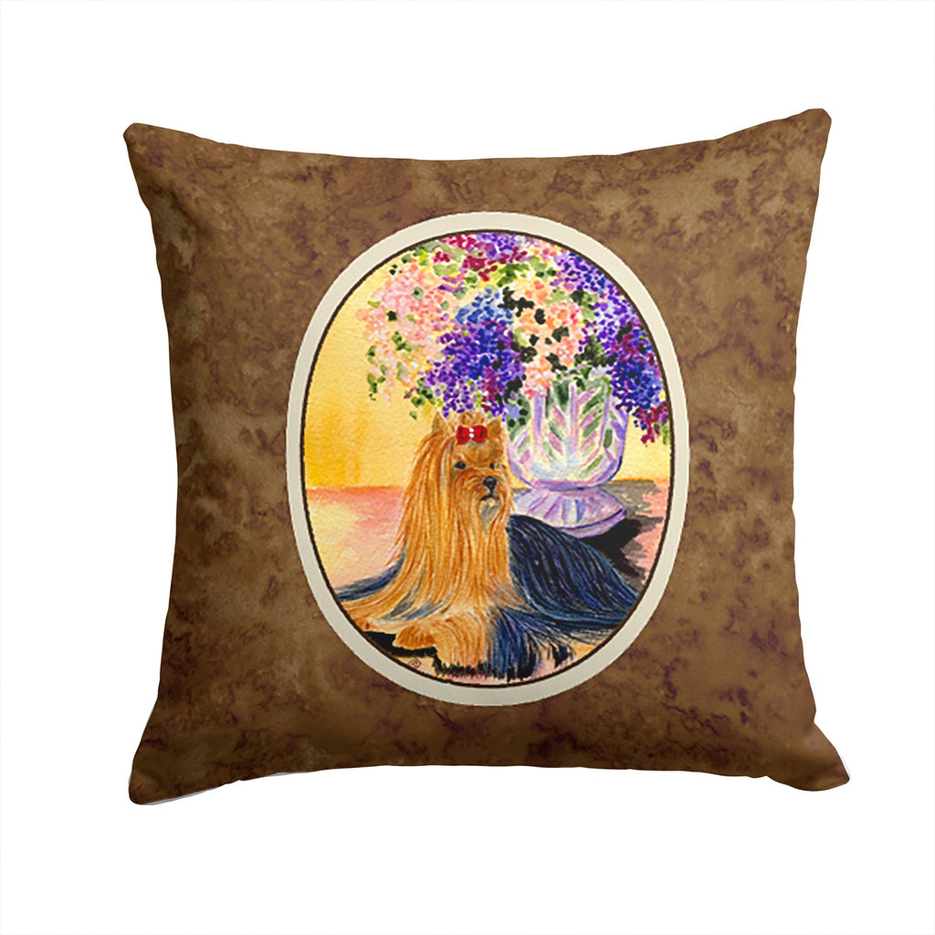 Yorkie Decorative Throw Pillow 14x14 Indoor Outdoor Accent Cushion, Fabric Cover with Insert for Sofa, Bed, Porch & Living Room