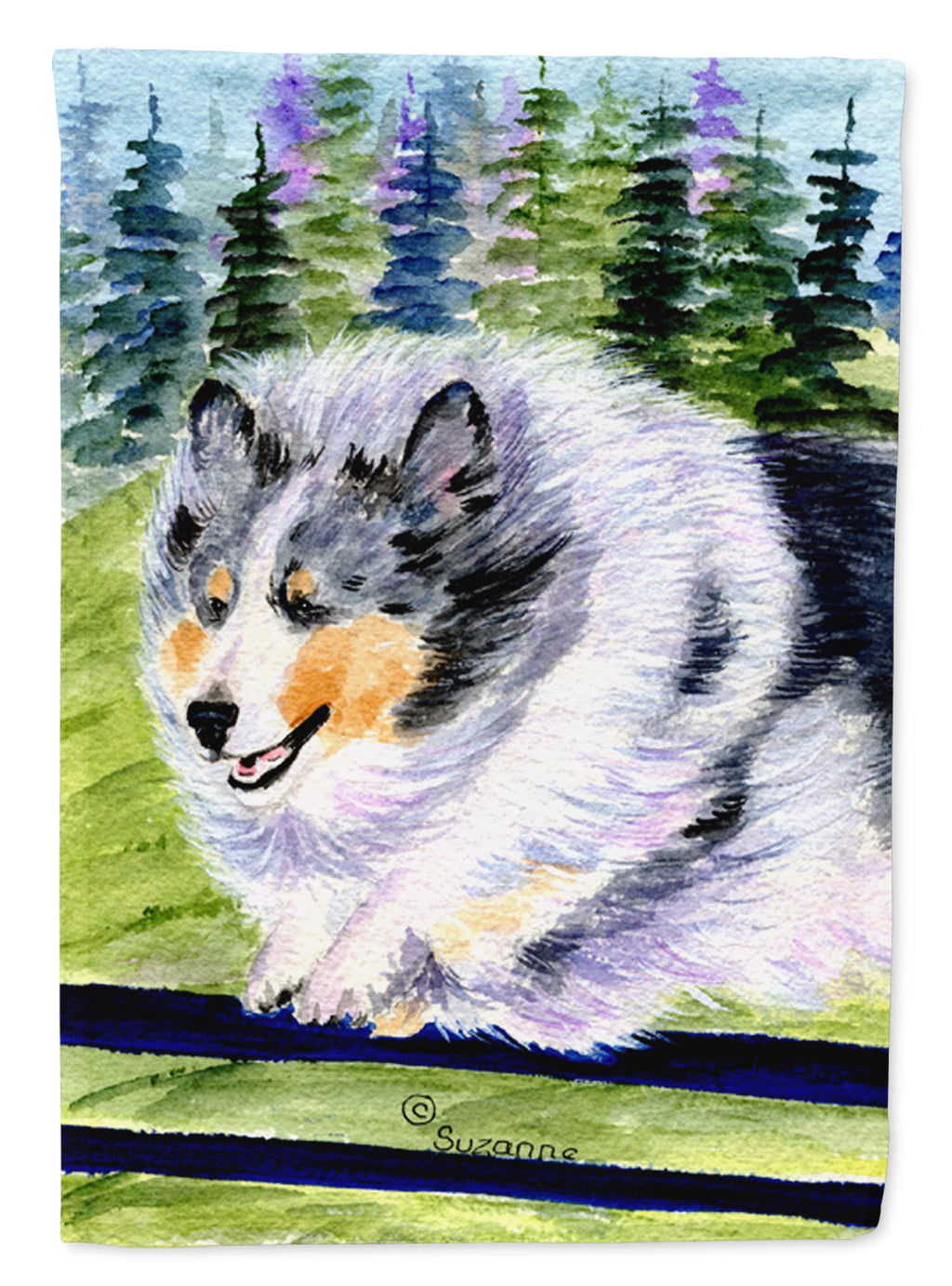 Sheltie House Flag 28x40 Porch Sleeve Pole Decorative Outside Yard Banner Artwork Wall Hanging, Polyester