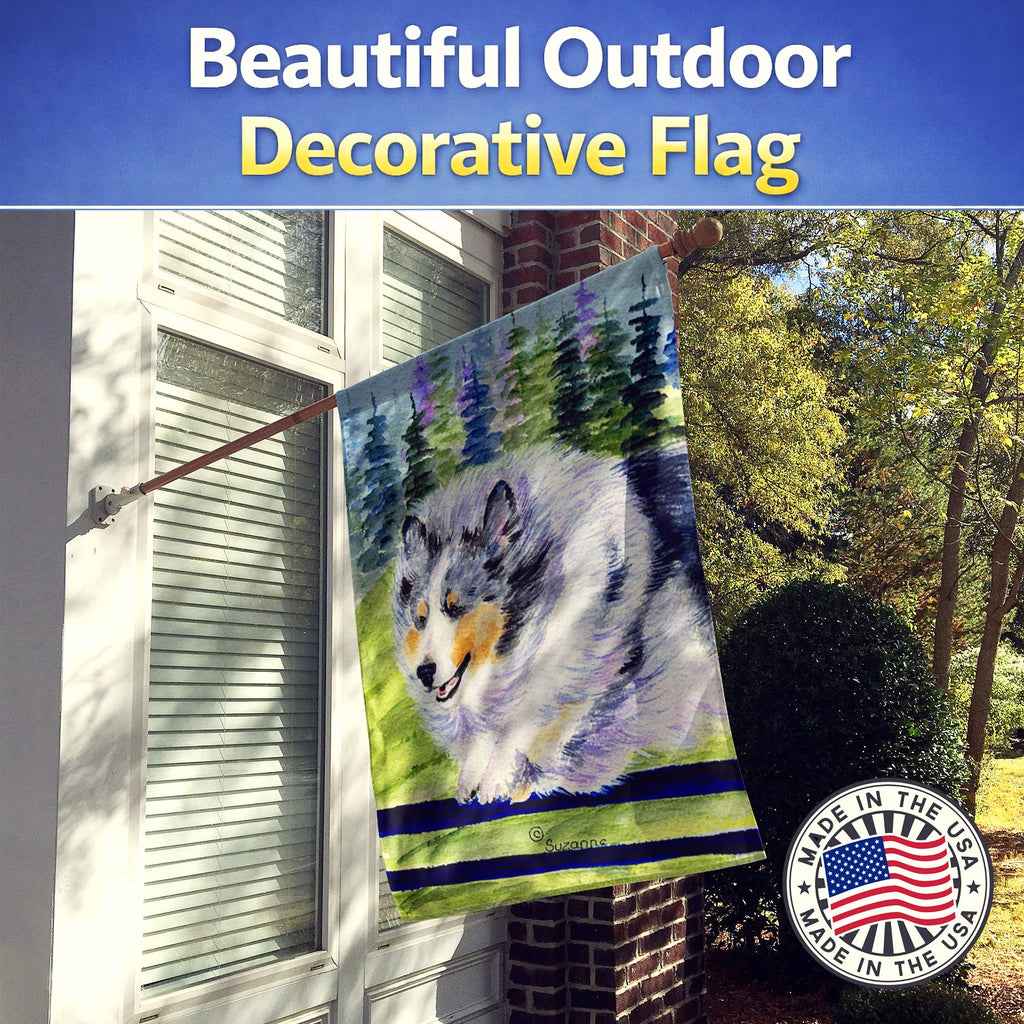 Sheltie House Flag 28x40 Porch Sleeve Pole Decorative Outside Yard Banner Artwork Wall Hanging, Polyester