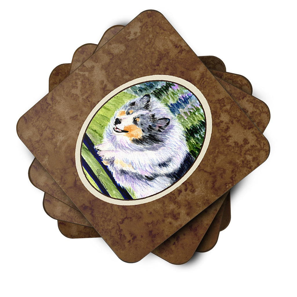 Sheltie Foam Coasters Set of 4 Cup Coasters for Indoor Outdoor, Tabletop Protection, Anti Slip, Mouse pad Material