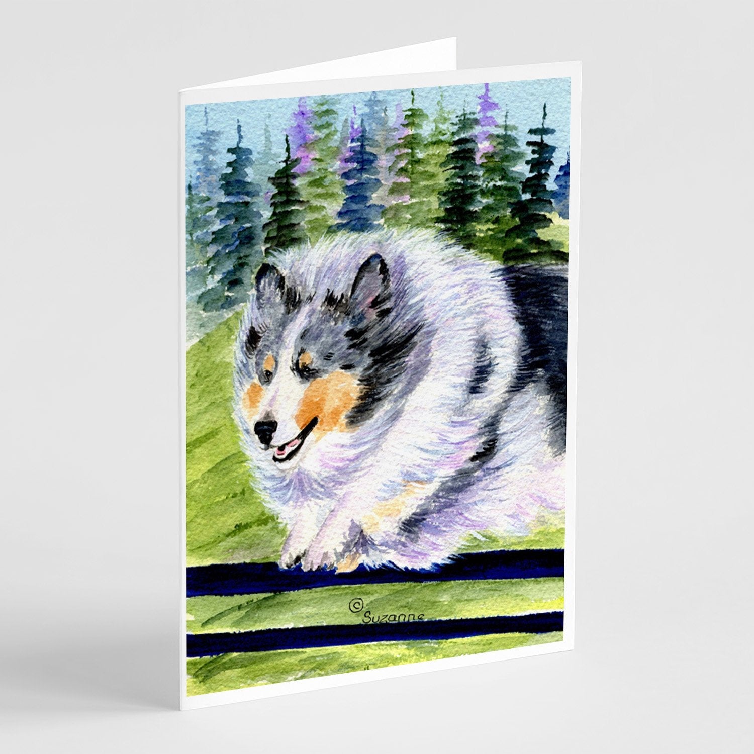 Sheltie Greeting Cards Pack of 8 Blank Cards with Envelopes Whimsical A7 Size 5x7