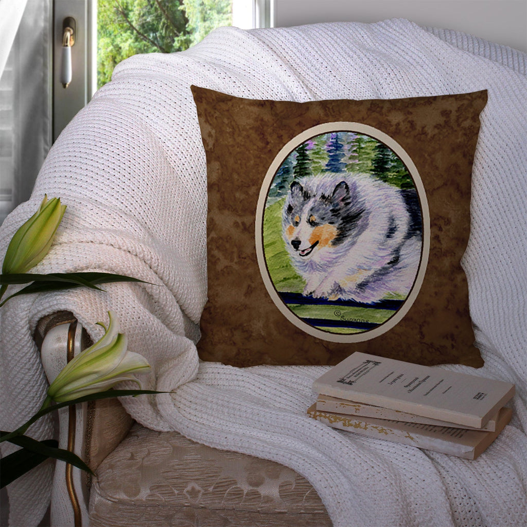 Sheltie Decorative Throw Pillow 14x14 Indoor Outdoor Accent Cushion, Fabric Cover with Insert for Sofa, Bed, Porch & Living Room
