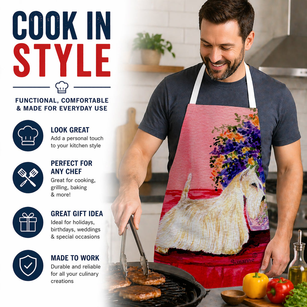 Scottish Terrier Apron Cooking Kitchen Server Baking Crafts Gardening for Adult Women Men, Unisex, Large, Multicolor