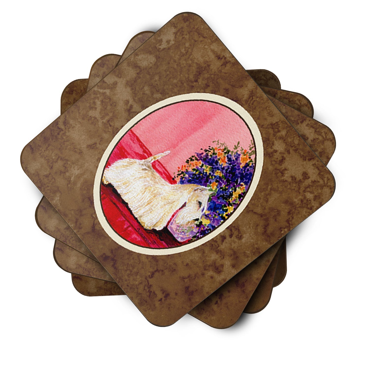 Scottish Terrier Foam Coasters Set of 4 Cup Coasters for Indoor Outdoor, Tabletop Protection, Anti Slip, Mouse pad Material