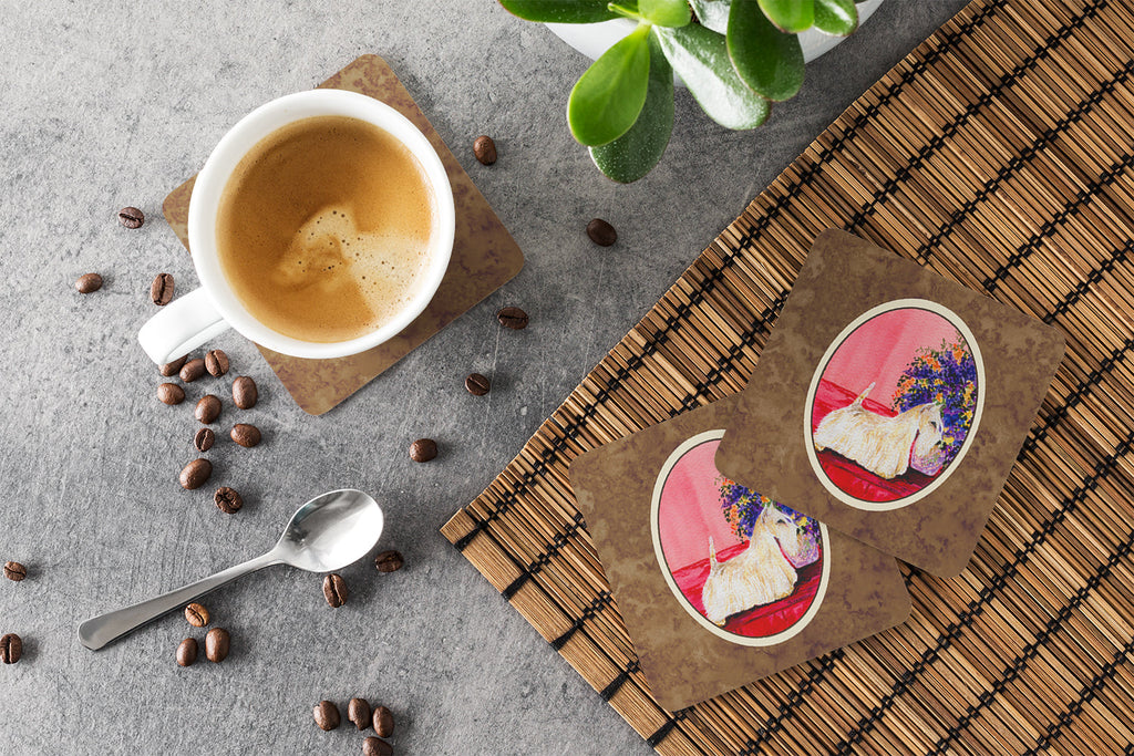 Scottish Terrier Foam Coasters Set of 4 Cup Coasters for Indoor Outdoor, Tabletop Protection, Anti Slip, Mouse pad Material