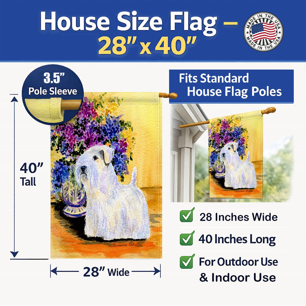 Sealyham Terrier House Flag 28x40 Porch Sleeve Pole Decorative Outside Yard Banner Artwork Wall Hanging, Polyester