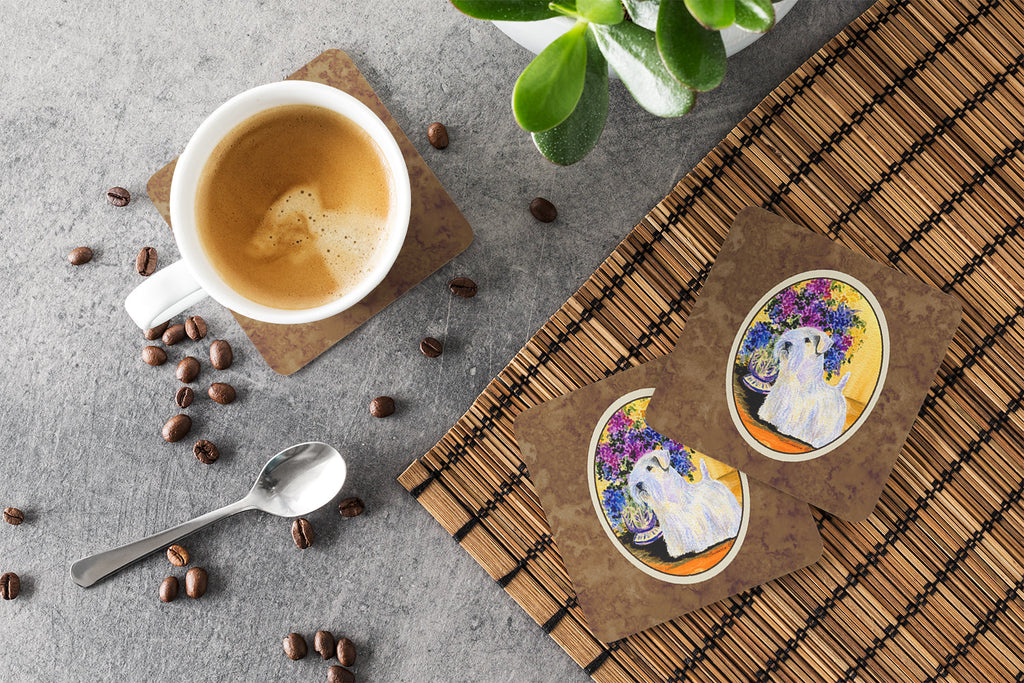 Sealyham Terrier Foam Coasters Set of 4 Cup Coasters for Indoor Outdoor, Tabletop Protection, Anti Slip, Mouse pad Material