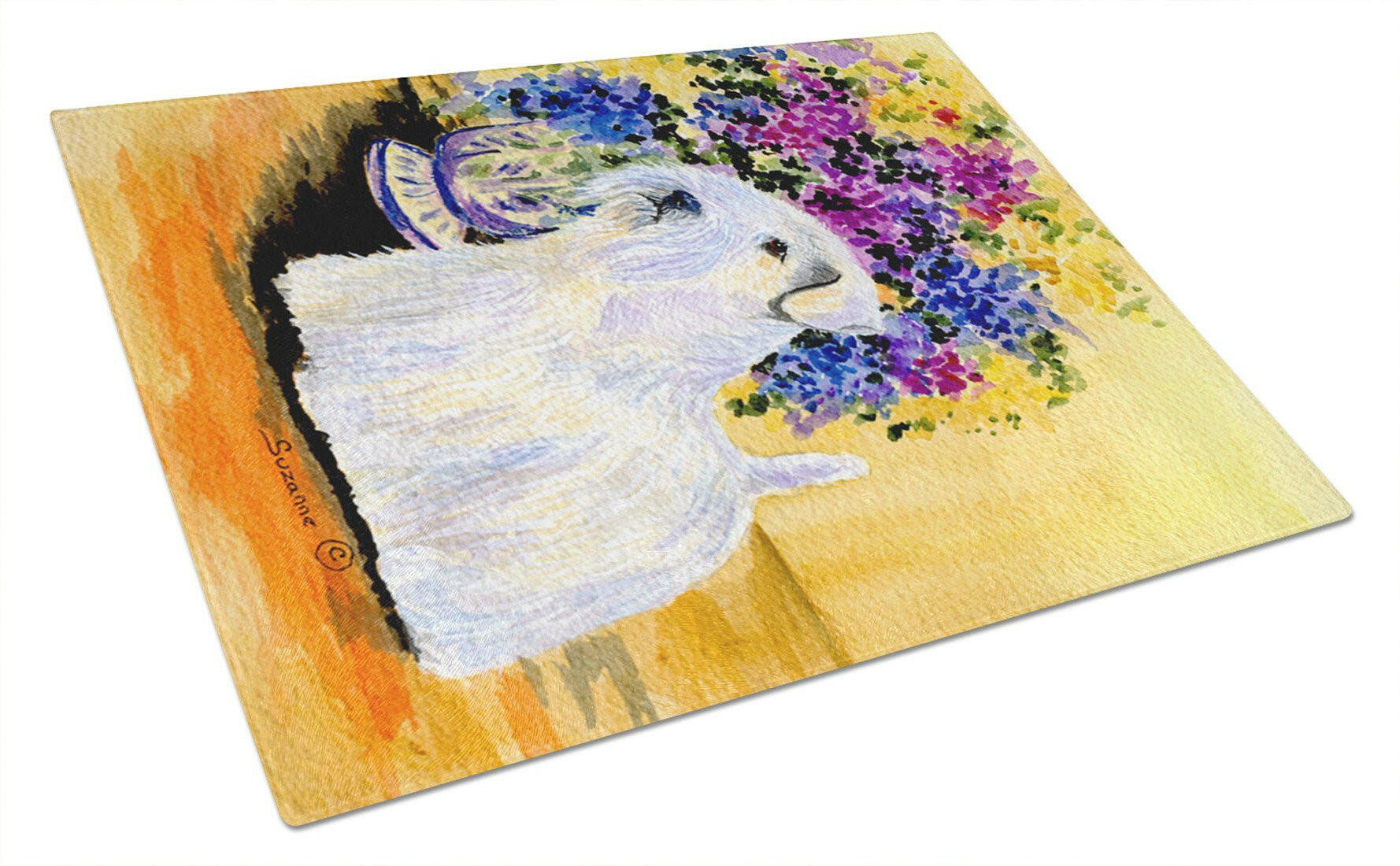 Sealyham Terrier Cutting Board Tempered Glass Kitchen Cutting Surface, Heat Resistant Chopping, Non-Slip Feet, Food Prep & Serving