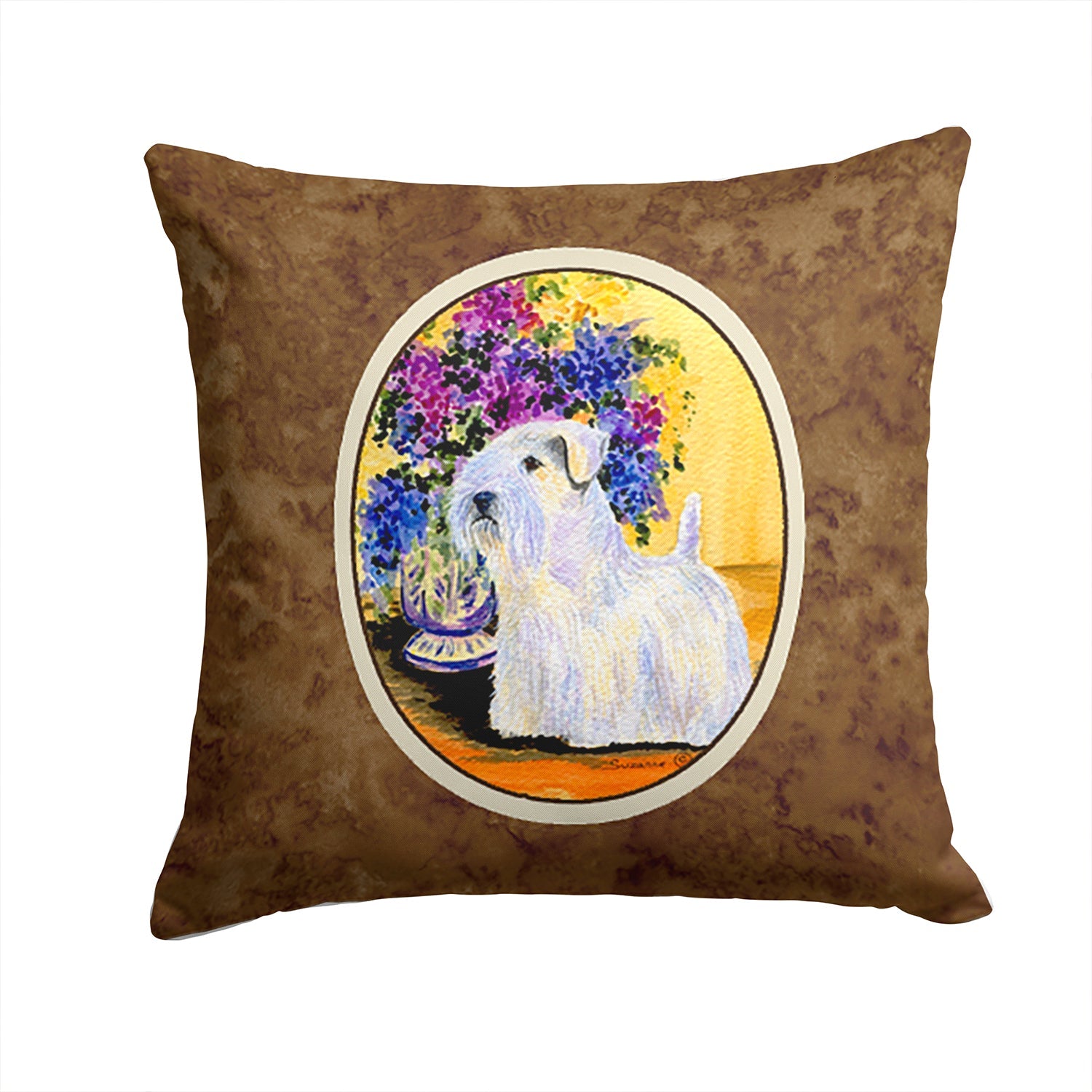 Sealyham Terrier Decorative Throw Pillow 14x14 Indoor Outdoor Accent Cushion, Fabric Cover with Insert for Sofa, Bed, Porch & Living Room