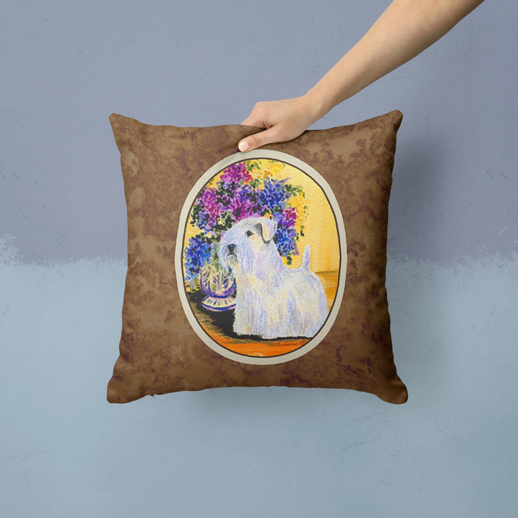 Sealyham Terrier Decorative Throw Pillow 14x14 Indoor Outdoor Accent Cushion, Fabric Cover with Insert for Sofa, Bed, Porch & Living Room
