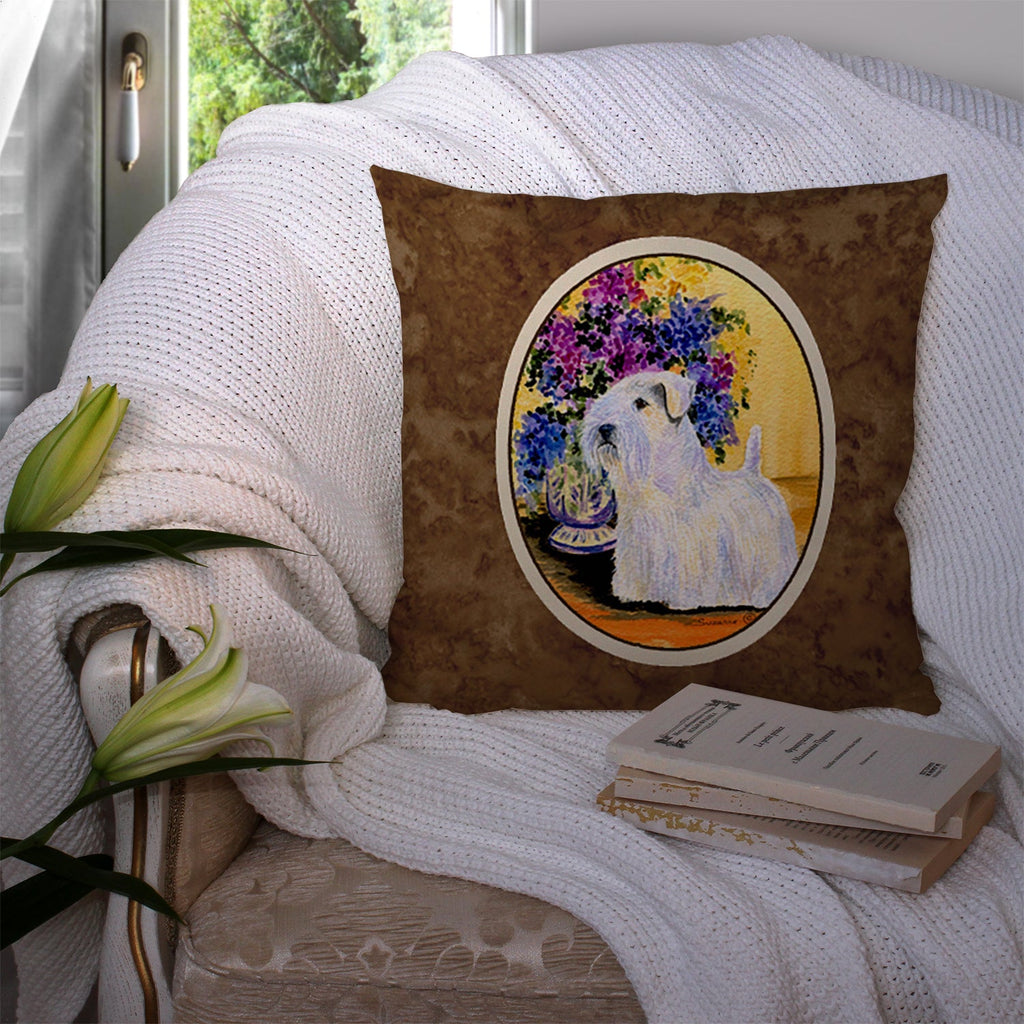 Sealyham Terrier Decorative Throw Pillow 14x14 Indoor Outdoor Accent Cushion, Fabric Cover with Insert for Sofa, Bed, Porch & Living Room