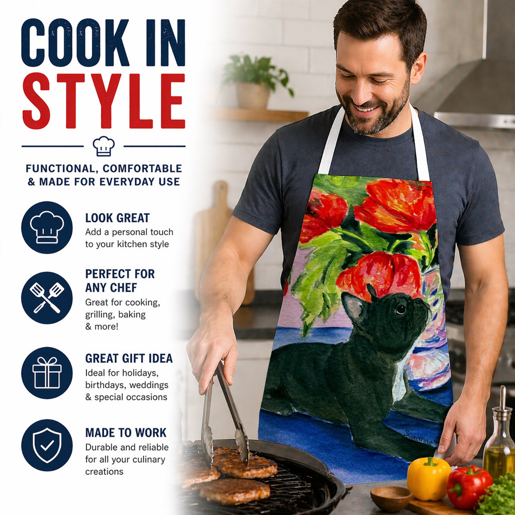 French Bulldog Apron Cooking Kitchen Server Baking Crafts Gardening for Adult Women Men, Unisex, Large, Multicolor