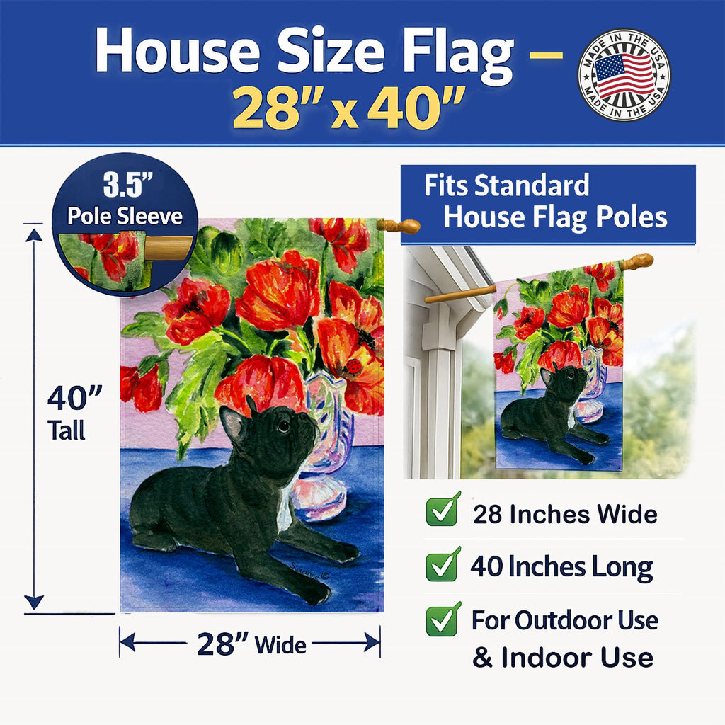 French Bulldog House Flag 28x40 Porch Sleeve Pole Decorative Outside Yard Banner Artwork Wall Hanging, Polyester