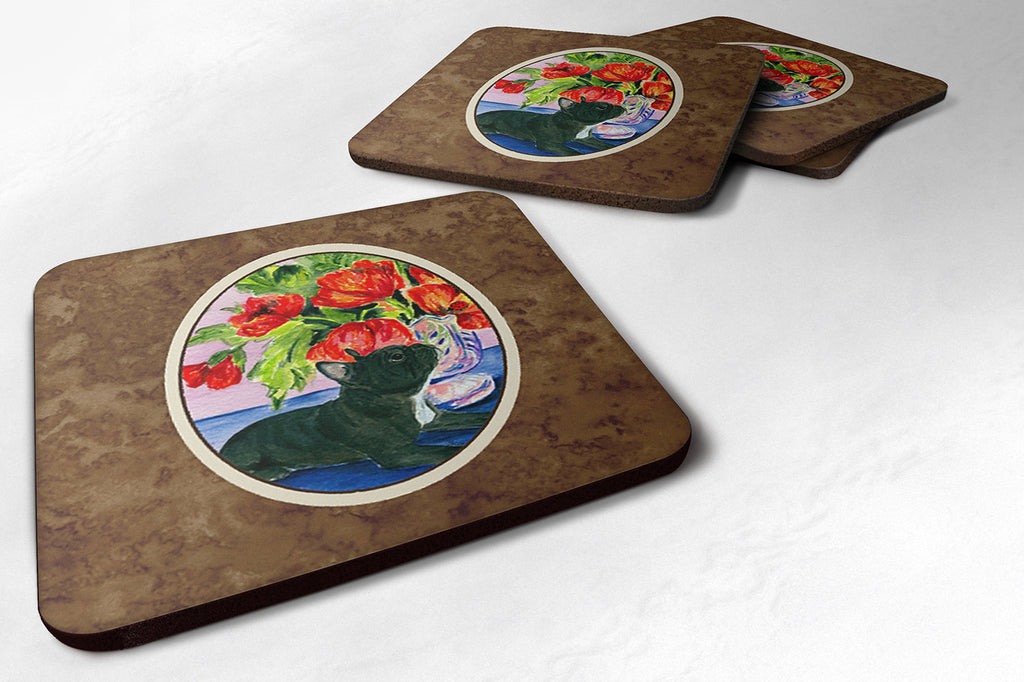 French Bulldog Foam Coasters Set of 4 Cup Coasters for Indoor Outdoor, Tabletop Protection, Anti Slip, Mouse pad Material