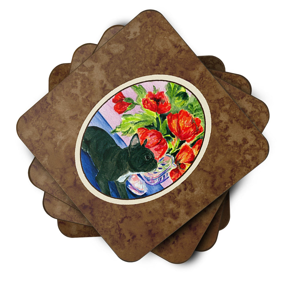 French Bulldog Foam Coasters Set of 4 Cup Coasters for Indoor Outdoor, Tabletop Protection, Anti Slip, Mouse pad Material