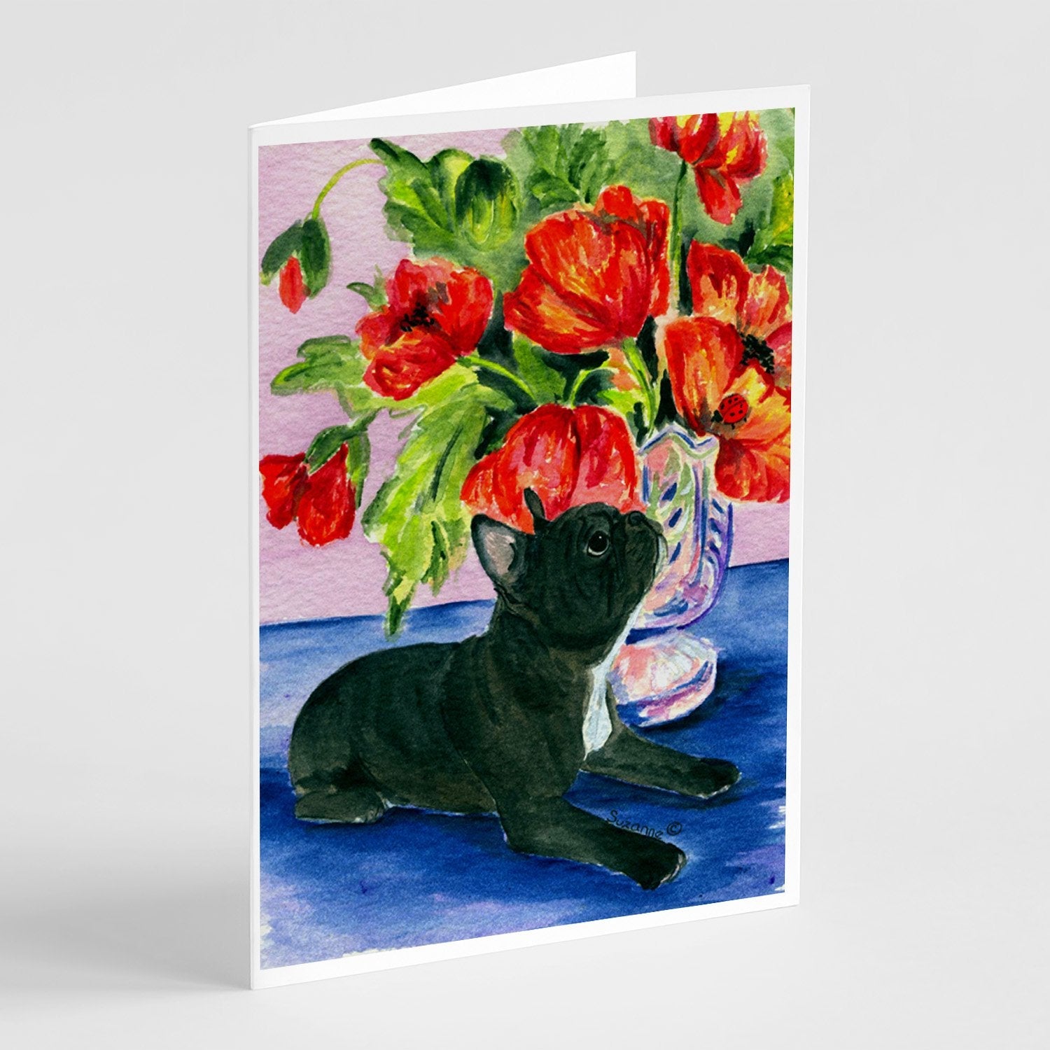 French Bulldog Greeting Cards Pack of 8 Blank Cards with Envelopes Whimsical A7 Size 5x7