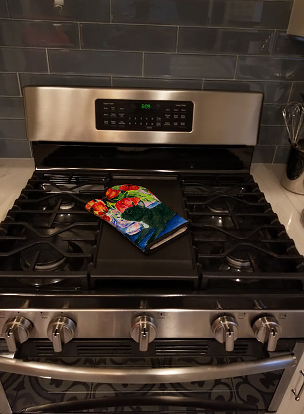 French Bulldog Oven Mitt Heat Resistant Thick Oven Mitt for Hot Pans and Oven, Kitchen Mitt Protect Hands, Cooking Baking Glove