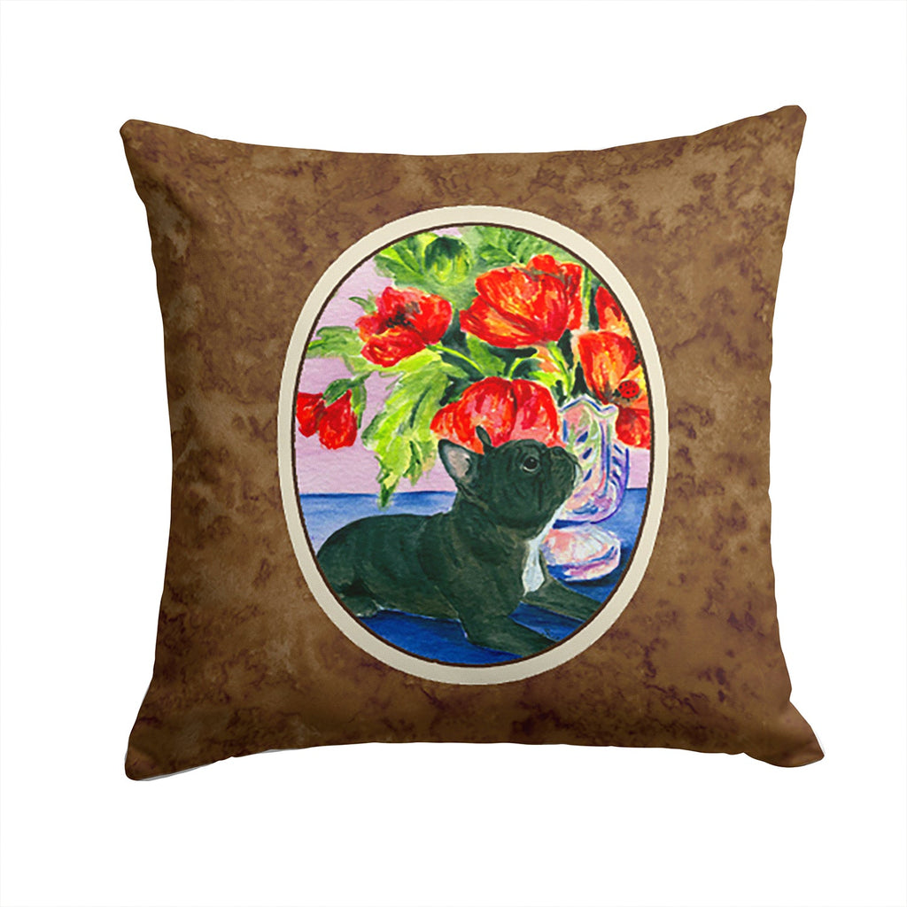 French Bulldog Decorative Throw Pillow 14x14 Indoor Outdoor Accent Cushion, Fabric Cover with Insert for Sofa, Bed, Porch & Living Room