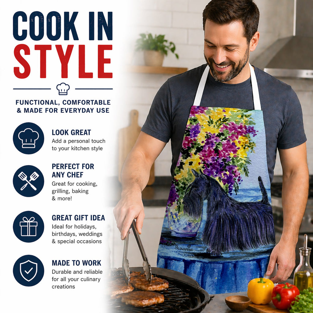 Scottish Terrier Apron Cooking Kitchen Server Baking Crafts Gardening for Adult Women Men, Unisex, Large, Multicolor
