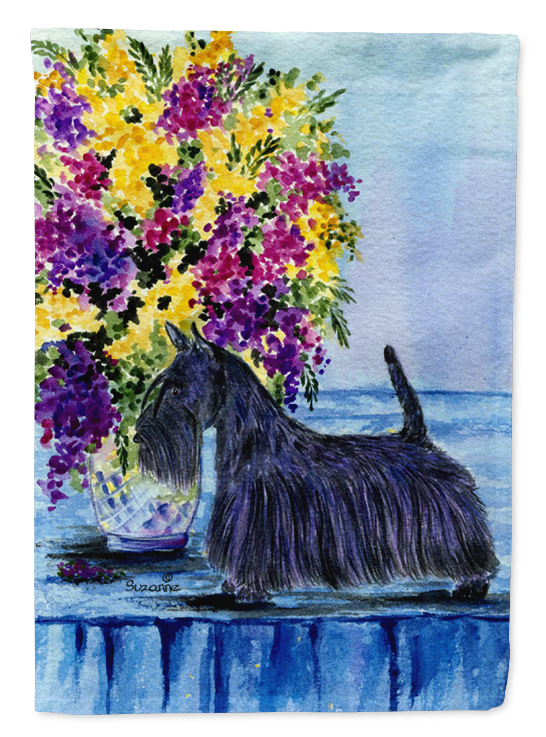 Scottish Terrier House Flag 28x40 Porch Sleeve Pole Decorative Outside Yard Banner Artwork Wall Hanging, Polyester
