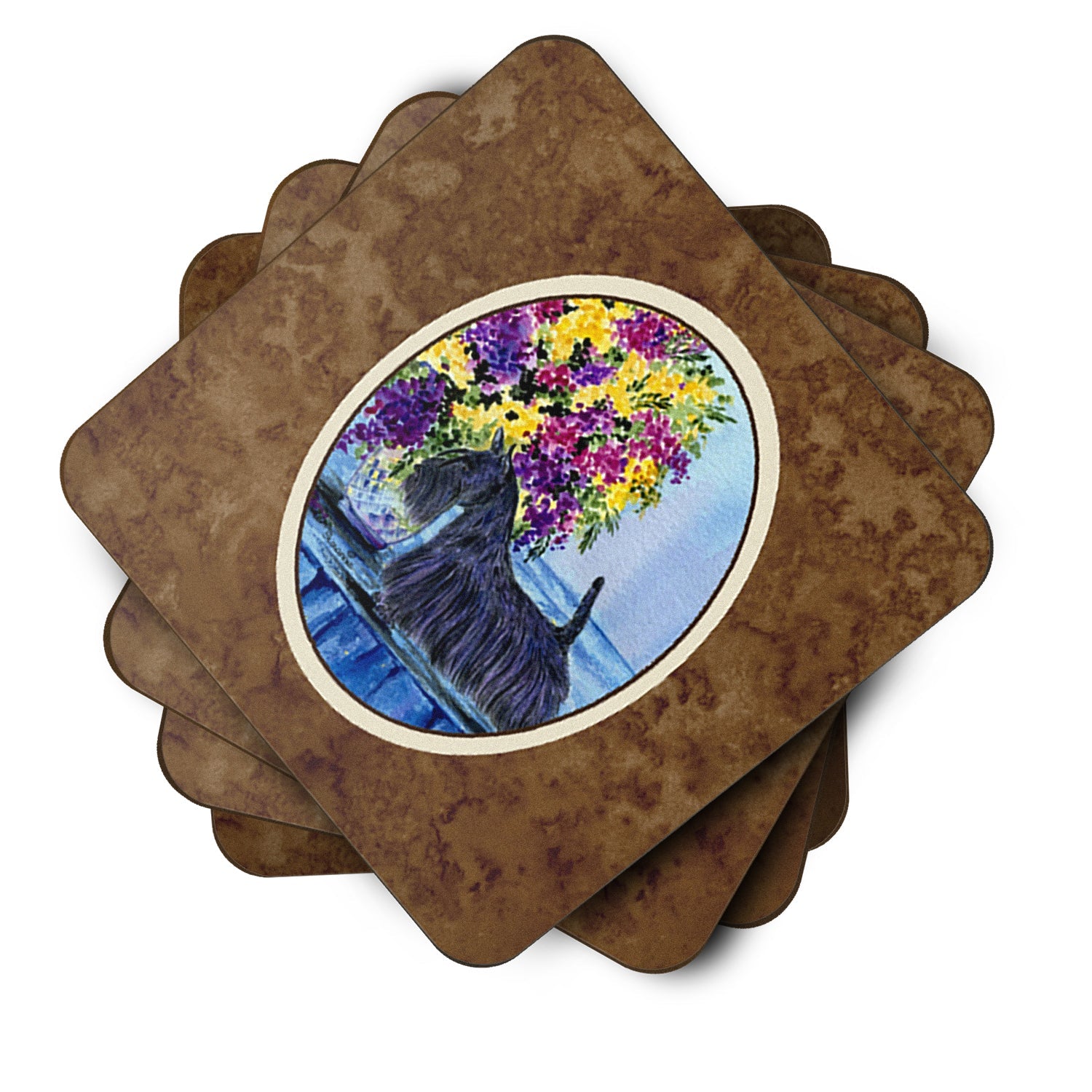 Scottish Terrier Foam Coasters Set of 4 Cup Coasters for Indoor Outdoor, Tabletop Protection, Anti Slip, Mouse pad Material