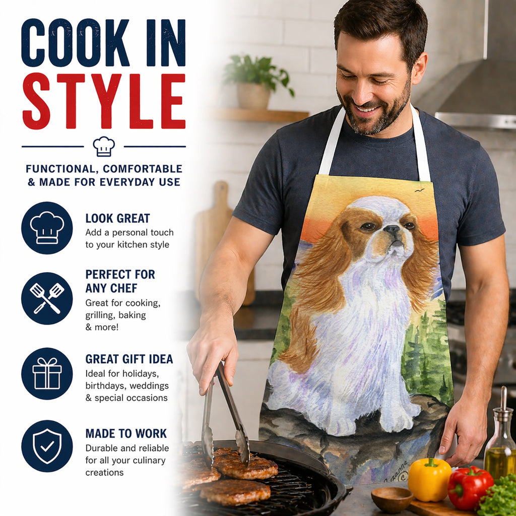 English Toy Spaniel Apron Cooking Kitchen Server Baking Crafts Gardening for Adult Women Men, Unisex, Large, Multicolor