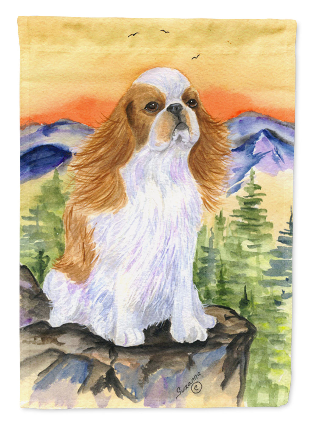 English Toy Spaniel House Flag 28x40 Porch Sleeve Pole Decorative Outside Yard Banner Artwork Wall Hanging, Polyester