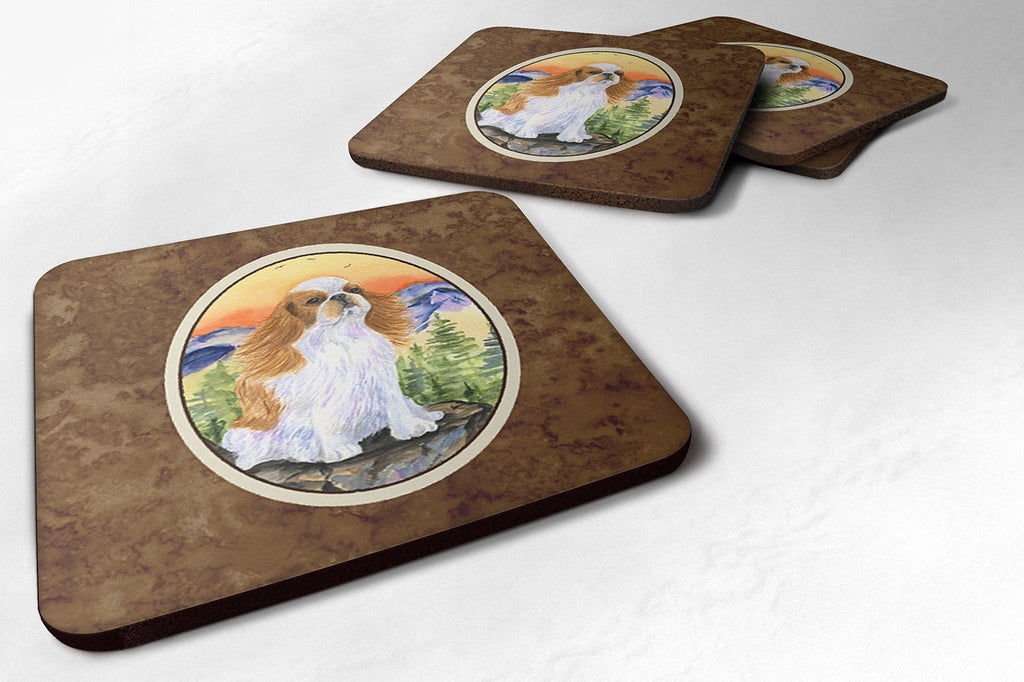 English Toy Spaniel Foam Coasters Set of 4 Cup Coasters for Indoor Outdoor, Tabletop Protection, Anti Slip, Mouse pad Material