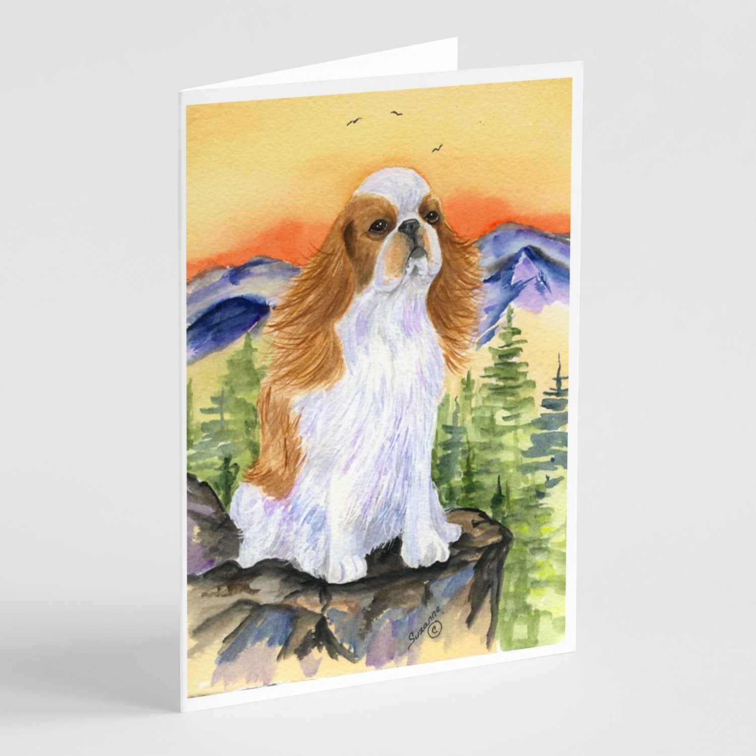 English Toy Spaniel Greeting Cards Pack of 8 Blank Cards with Envelopes Whimsical A7 Size 5x7