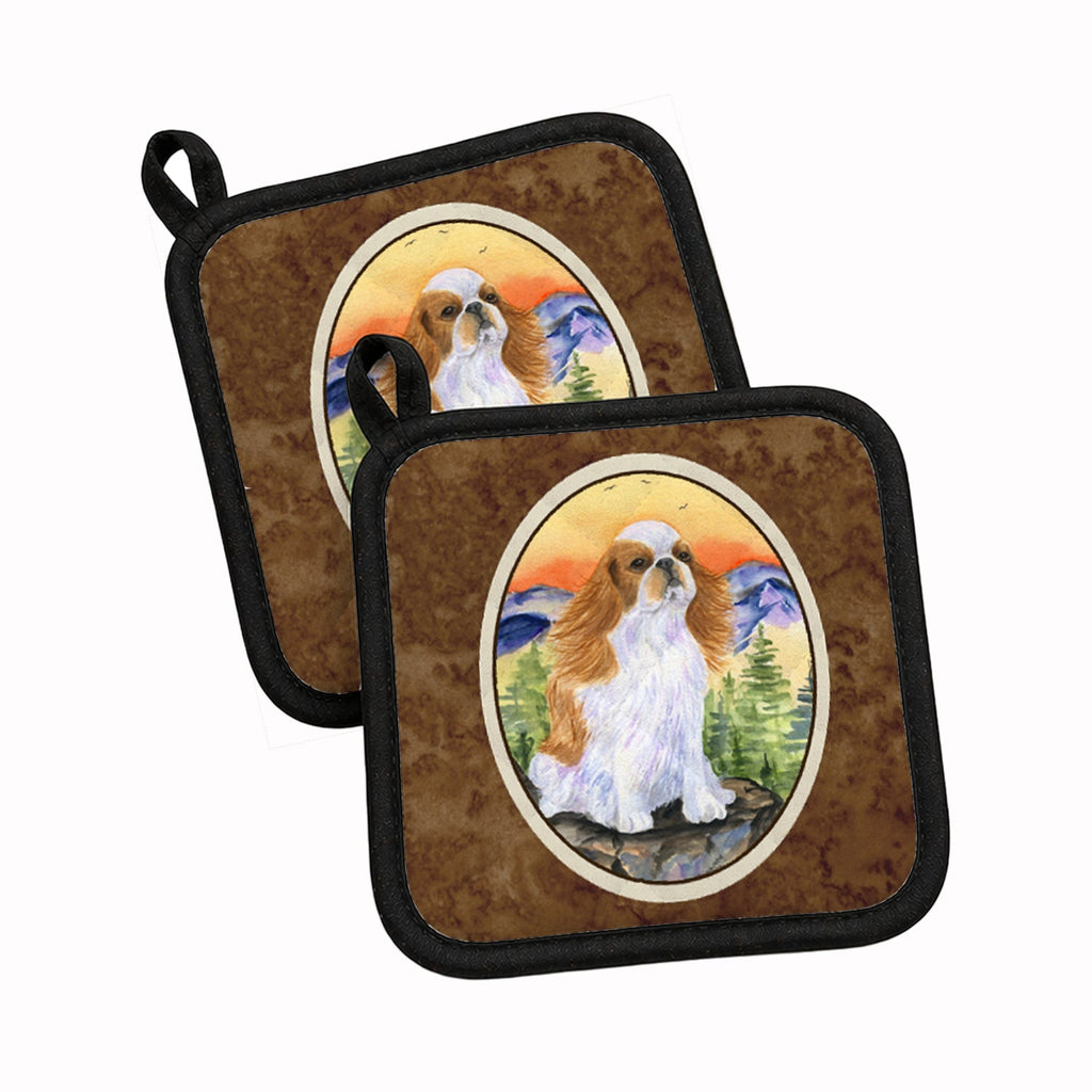 English Toy Spaniel Pot Holder Set of 2 Heat Resistant Quilted Hot Pads 7.5 x 7.5 Inch, Insulated Kitchen Trivets for Cooking & Baking