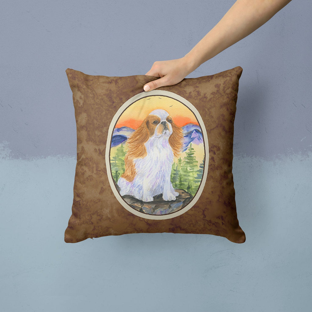 English Toy Spaniel Decorative Throw Pillow 14x14 Indoor Outdoor Accent Cushion, Fabric Cover with Insert for Sofa, Bed, Porch & Living Room