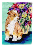Australian Shepherd House Flag 28x40 Porch Sleeve Pole Decorative Outside Yard Banner Artwork Wall Hanging, Polyester