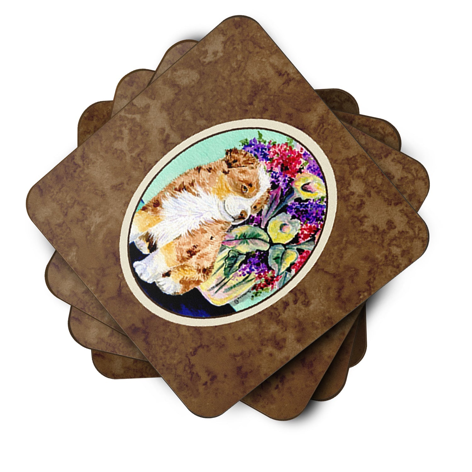 Australian Shepherd Foam Coasters Set of 4 Cup Coasters for Indoor Outdoor, Tabletop Protection, Anti Slip, Mouse pad Material