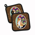 Australian Shepherd Pot Holder Set of 2 Heat Resistant Quilted Hot Pads 7.5 x 7.5 Inch, Insulated Kitchen Trivets for Cooking & Baking