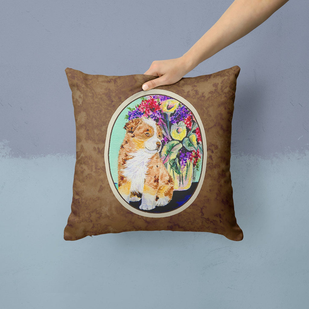 Australian Shepherd Decorative Throw Pillow 14x14 Indoor Outdoor Accent Cushion, Fabric Cover with Insert for Sofa, Bed, Porch & Living Room