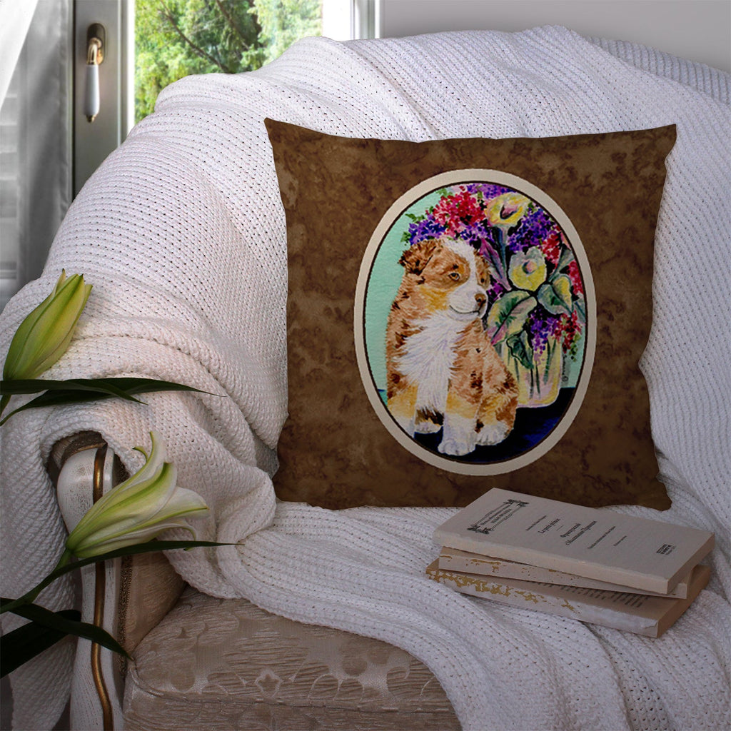 Australian Shepherd Decorative Throw Pillow 14x14 Indoor Outdoor Accent Cushion, Fabric Cover with Insert for Sofa, Bed, Porch & Living Room