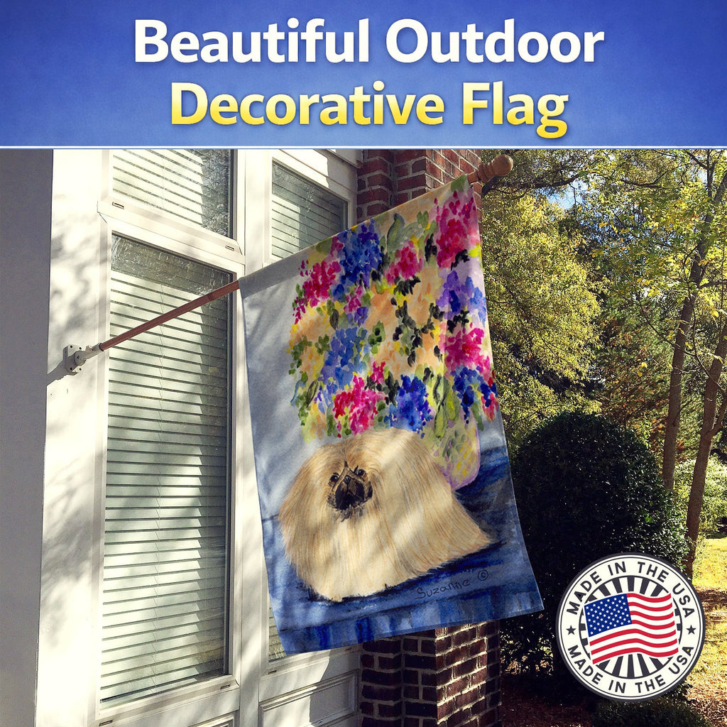 Pekingese House Flag 28x40 Porch Sleeve Pole Decorative Outside Yard Banner Artwork Wall Hanging, Polyester