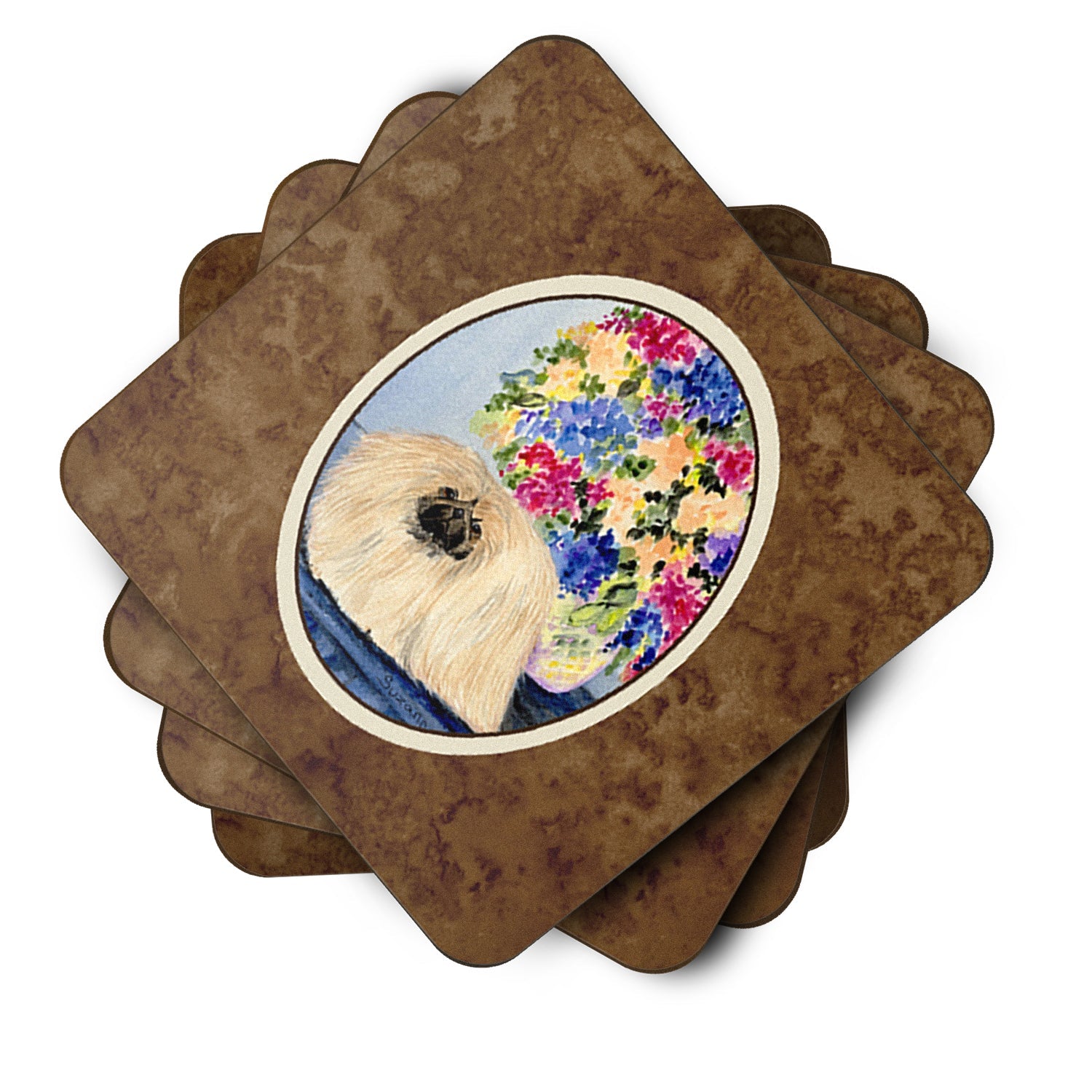 Pekingese Foam Coasters Set of 4 Cup Coasters for Indoor Outdoor, Tabletop Protection, Anti Slip, Mouse pad Material
