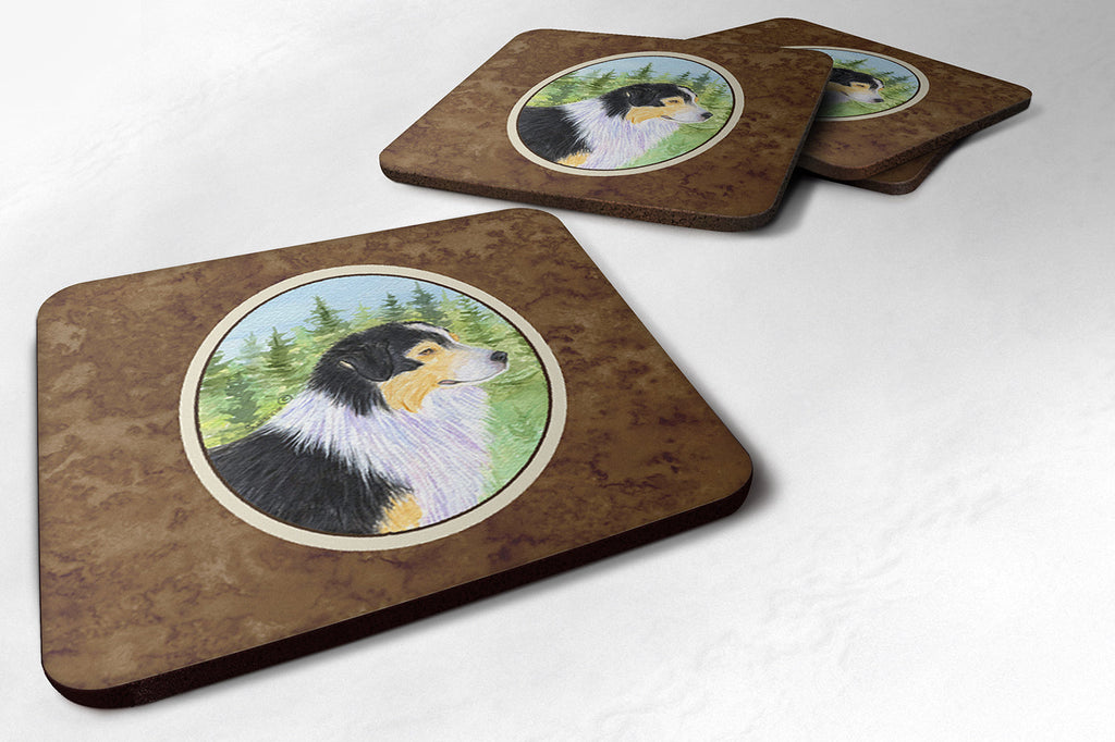 Australian Shepherd Foam Coasters Set of 4 Cup Coasters for Indoor Outdoor, Tabletop Protection, Anti Slip, Mouse pad Material