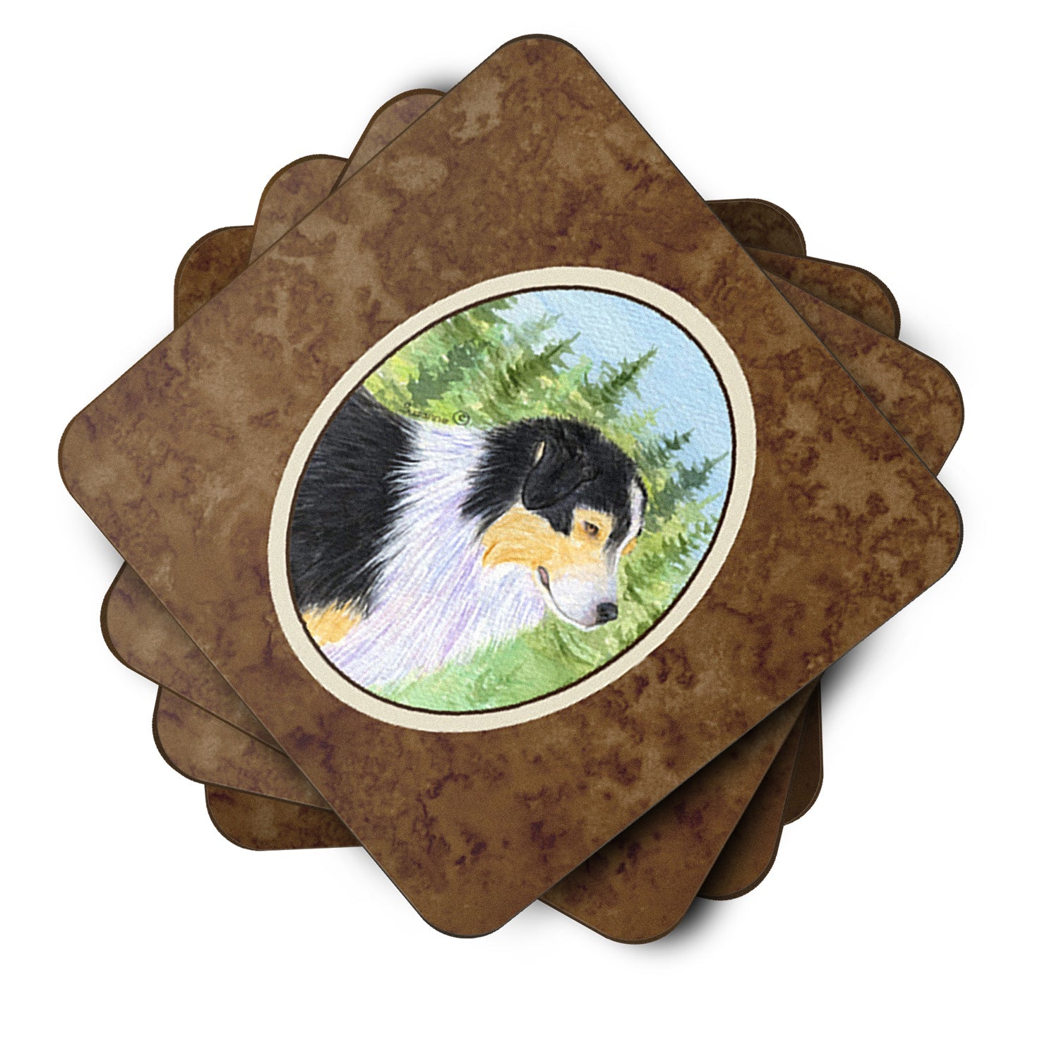 Australian Shepherd Foam Coasters Set of 4 Cup Coasters for Indoor Outdoor, Tabletop Protection, Anti Slip, Mouse pad Material