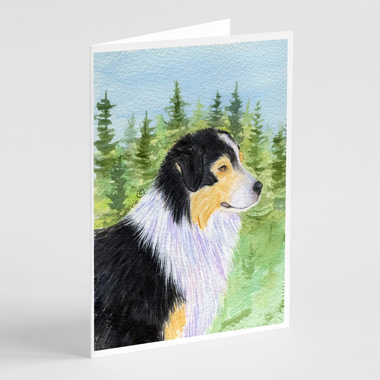 Australian Shepherd Greeting Cards Pack of 8 Blank Cards with Envelopes Whimsical A7 Size 5x7