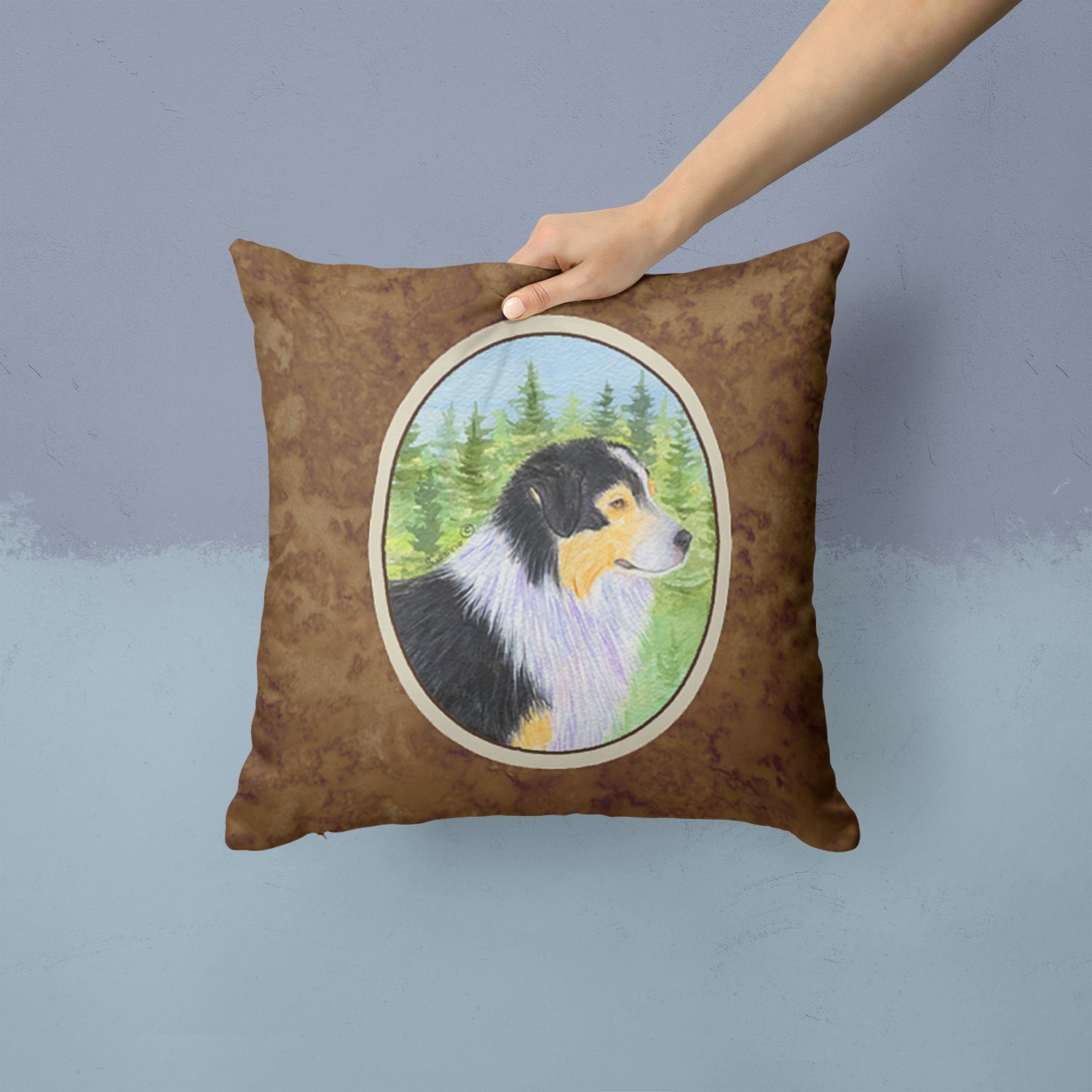 Australian Shepherd Decorative Throw Pillow 14x14 Indoor Outdoor Accent Cushion, Fabric Cover with Insert for Sofa, Bed, Porch & Living Room