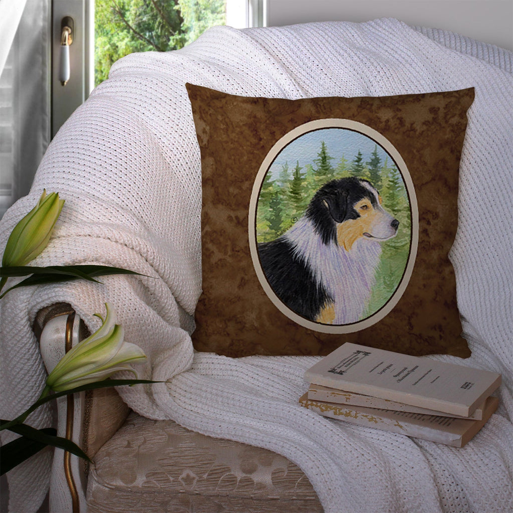 Australian Shepherd Decorative Throw Pillow 14x14 Indoor Outdoor Accent Cushion, Fabric Cover with Insert for Sofa, Bed, Porch & Living Room