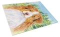 Australian Shepherd Cutting Board Tempered Glass Kitchen Cutting Surface, Heat Resistant Chopping, Non-Slip Feet, Food Prep & Serving