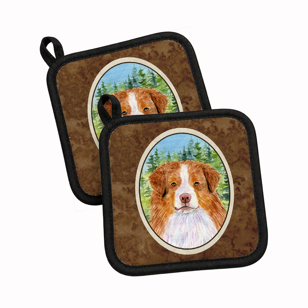 Australian Shepherd Pot Holder Set of 2 Heat Resistant Quilted Hot Pads 7.5 x 7.5 Inch, Insulated Kitchen Trivets for Cooking & Baking